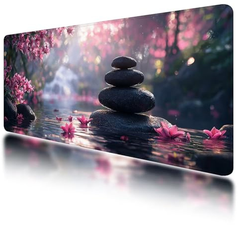 Mauspad XXL 1000x500 mm, Gaming Mauspad XXL Rosa, Schreibtischunterlage Zen, Gaming Mousepad Groß mit rutschfeste Gummibasis, Spezielle Oberfläche, Wasserdicht Mousepad für PC, Laptop, Büro, -614