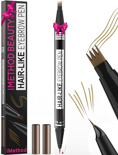 iMethod Augenbrauenstift - Eyebrow Pencil 2-in-1 Dual-Ended Augenbrauenstift mit 4-Micro-Gabelspitzen-Applikator & präziser Pinselspitze erzeugt natürliche Augenbrauen, Natural Brown