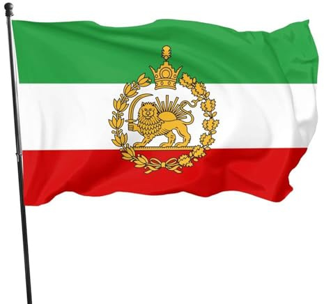 Historische Iran Flagge Iranische Flag, Iran Flagge Löwe, mit Löwen und Sonne, Polyester, Grün Weiß Rot, Verfassungsrevolution Design mit Messingösen (120x180cm)