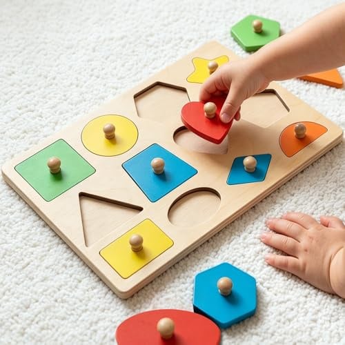 Puzzle en Bois 1 2 3 Ans - Trieur de Formes et Planche Motrice Bébé