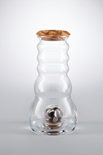 Natures-Design Krug Cadus mit 1 Liter Olivenholzdeckel und Edelsteinfach