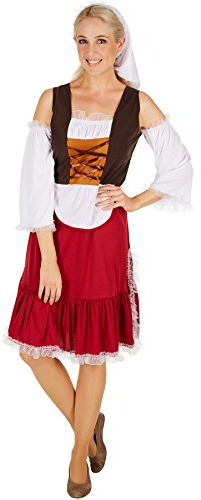 dressforfun Frauenkostüm Mittelalter Magd | Wundervolles, langes Kleid im Mittelalter-Stil | Unterteil mit angenähter Schürze | Inkl. schöner Kopfbedeckung (M | Nr. 301191)