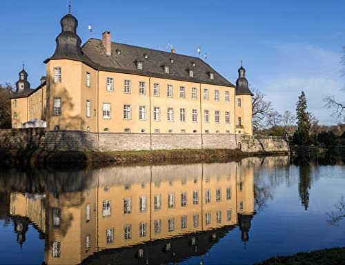 hansepuzzle 31798 - Schloss Dyck Puzzle 1000 Teile - Gebäude Puzzle mit hochwertiger Aufbewahrung: Kartonbox und wiederverschließbarem Beutel - Format 60 × 46 cm