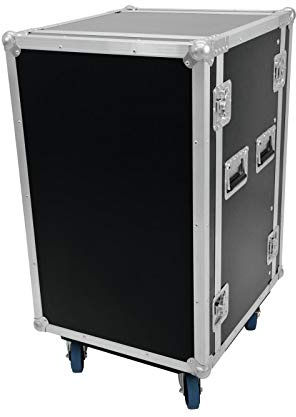 Roadinger Rack Profi, 18 HE, 45 cm Einbautiefe | Mit 4 Rollen | PRO Flightcase für 483-mm-Geräte (19) | 2 abnehmbare Deckel | 9 mm mehrschichtig verleimtem Birkenmultiplexholz, dunkelbraun laminiert