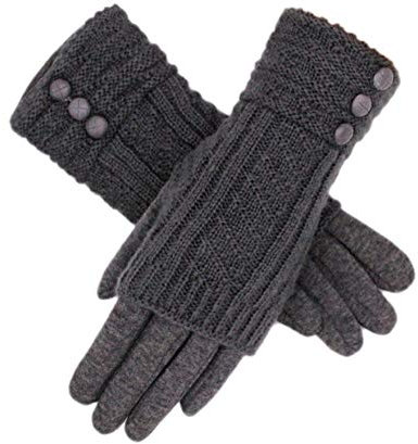 Fadsace Touchscreen-Strickhandschuhe, Texting-Handschuhe, dicke Baumwolle, ohne Finger, 2-in-1 Design (Grau dunkel)