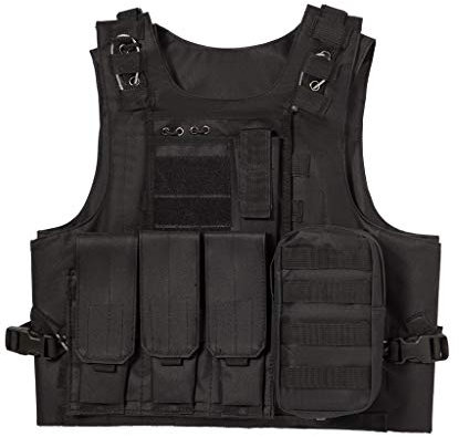 Jipemtra Tactical MOLLE Airsoft Vest Adjustable Paintball Combat Training Vest Detachable (Black)