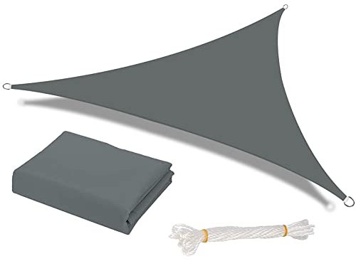 HEYOMART Sun Shade Sail Waterproof Outdoor Garden Patio Party Sunscreen Awning 3x3x3m Triangle Canopy 98% UV Block with Free Rope, Grey