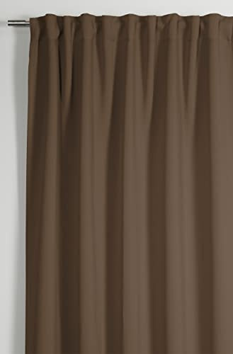 Gardinia Vorhang mit integriertem Gardinenband, Gardine zur Abdunklung, Blickdicht, Verdunkelnd, Schallabsorbierend, Dimout, Taupe, 140 x 245 cm