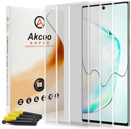 Akcoo Verre Trempé pour Galaxy Note 10 Plus,Vitre Protection Ecran UV [0.2 mm]-3 Pièces,Compatible avec l'empreinte digitale et le S-Pen,Tactile Sensible et Doux