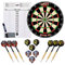 ONE80 Dartscheibe mit klammerfreiem Bullseye für maximales Punktepotenzial und weniger Abprallen, große Anzeigetafel, 6 Steeltip Darts mit Schäften und Flights