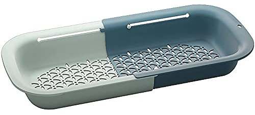 Coladores Cocina Plegable, Bandeja de Filtro para Fregadero, Colador de Cesta de Drenaje de Plegable, Escurridor Extensible, con Agujeros para Colgar, para Escurrir Frutas y Verduras en el Fregadero