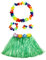 duoyif Jupe Hawaienne Vert, 5pcs Jupe Tahitienne Luau avec Collier de Fleurs, Jupes Hawaïen Hula pour Hawai Beach Summer Party Carnaval Anniversaires Noël Festival Pom-Pom Girls Halloween 40 cm (Vert)