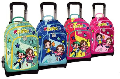 Tinta Unita TROLLEY SCUOLA STACCABILE GLITTERATO ME CONTRO TE + 1 Glitter colorato in omaggio New 2021/2022 (Rosa/Giallo)