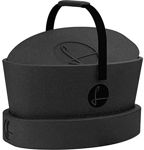 Lieblingskorb Complete deep Black (tiefschwarz) Einkaufskorb und Thermobox in einem, inklusive Deckel und Ring, isoliert, abwaschbar, Picknickkorb zum kühlen von Lebensmittel, Einkaufstasche