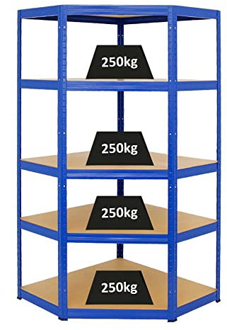 PROREGAL Eckregal Slim Elephant Blau HxBxT 180x90x45 cm Fachlast 250kg Schwerlastregal, Kellerregal, Steckregal, Garagenregal