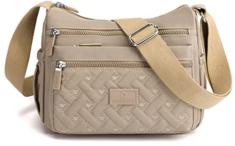 XUDREZ Frauen Crossbody Bag, Multi Pocket Crossbody Bag Umhängetasche Reisetasche Handtasche-Khaki