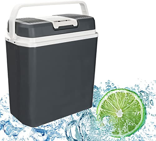 Jopassy Nevera eléctrica de 24 litros, mininevera y caliente, con modo ecológico de 12 V y 230 V, con cable, para coche y camping, viajes, picnics, color gris