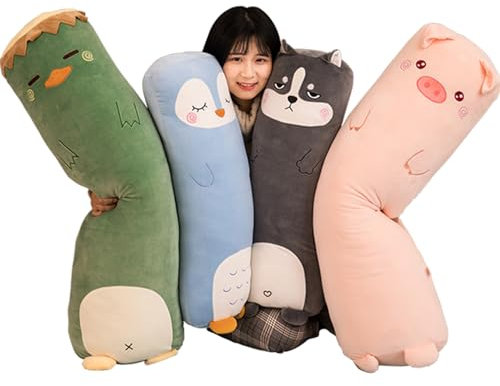 AMOZO Langes Schwein Kuscheltier Plüschtiere, Kawaii Schwein Stofftier langes Kissen Plüsch Süße Seitenschläferkissen für Kinder Jungen (100cm, Piggy)