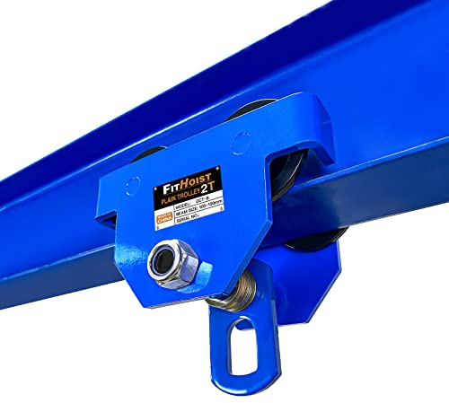 FITHOIST Manueller Rollwagen 2 Tonnen | 4000 lbs Kapazität Stahl Push Beam Trolley | Einstellbar für I-Beam Flanschbreite 10,2 cm bis 15,2 cm | Installiert auf verschiedenen Balken