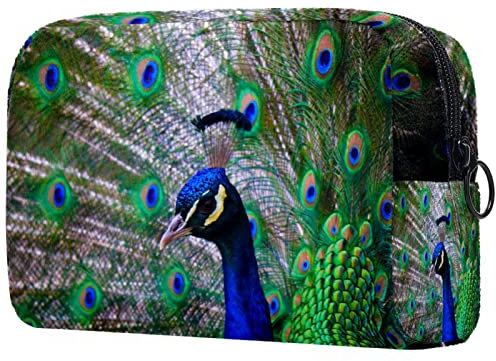 Schminktasche Schöne Tier Pfau Kosmetische Klein Make Up Tasche, Kosmetikkoffer Make Up Handtasche Mädchen, Make-Up Clutches 18.5x7.5x13cm