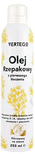 VERTEGO Nativ Rapsöl Spray - Non Stick Oil Sprayer - Ölspray zum kochen - Backtrennspray für Kuchenform - Backspray Trennspray zum backen - Grill - Vegan und Keto freundlich - 1 x 250 ml