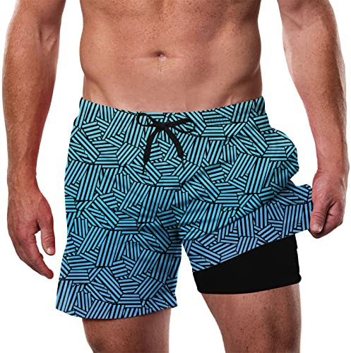 Dancinova Badehose Herren Badeshorts mit Kompression 2-in-1 Surf Shorts Schnelltrocknend Innenhose