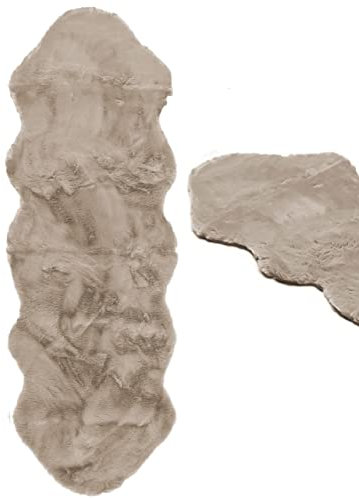 Stephans Möbelbörse XXL Lammfell 180x60cm Teppich Kunstfell Bettvorleger Fellteppich Bankauflage Bankkissen Teppich Fell Schaffell Imitat (Taupe)