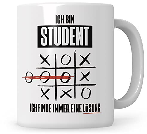 Sweetify Student Tasse, Geschenke für Studenten, Erstsemester, Geschenkidee Becher, Kaffeetasse Ich bin Student, ich finde immer eine Lösung