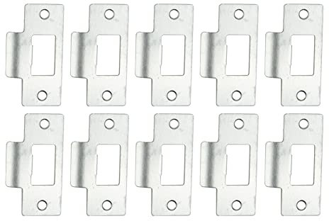 QOXEZY Door Strike Plates,Stainless Steel Mortice Lock Plates,Standard Tubular Latch Striker Plate for Wood Metal Door Jamb Door Latches Replacement Parts (10pcs)