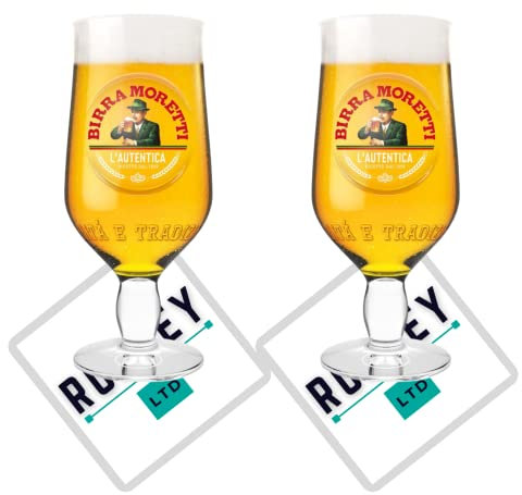 Roxley X2 Halbgläser mit 2 Marken-Bierdeckeln - Glas, 1.25 Liter, Tulpe, Wiederverwendbar, Spülmaschinenfest, Recycelbar, Logo, Zuhause, Erwachsener, Kaltgetränke