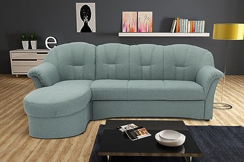 DOMO. collection Ecksofa Puno, kleines Sofa in L-Form mit Longchair, Couch, Polstermöbel, Eckcouch, 233 x 142 x 84 cm (BxTxH), eisblau