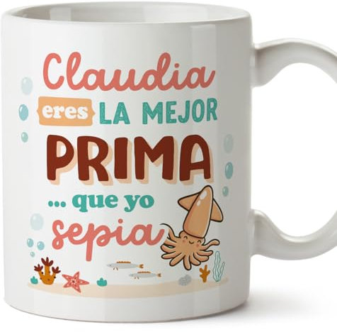 MUGFFINS Tazas Personalizadas para PRIMA - En Español - Mejor que yo Sepia - 11 oz / 330 ml - Regalo personalizable original y divertido