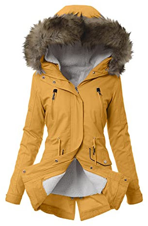 Angxiwan Angebote Tages blitzangebote Lange Schwarze Winterjacke Damen Taillierter Wintermantel Damen Parka üBergangsjacke Damen Lange ÄRmel Winterjacke Beige Damen Wintermantel Damen Reduziert