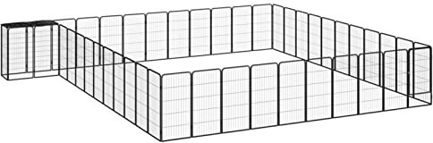 ARKEM 46-TLG. Hundelaufstall Schwarz 50x100cm Stahl Pulverbeschichtet Welpenauslauf Faltbar Laufstall Hund Indoor