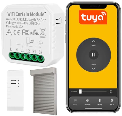 Sone Smart One Rolladenschalter Smart WLAN Unterputz – Rollo Jalousie Steuerung per App Tuya Smart Life – Zeitplan Szenen 10A – Smart Rolladensteuerung mit Neutralleiter –46x46x18mm- Alexa Google Home
