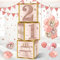 Guiruiy 3Pcs 21st Birthday Decorations Boxes for Women, Pink Rose Gold 21st Birthday Balloons Boxes Party Supplies, Pink Twenty-One Year Old Bday Theme Cardboard Box Decor