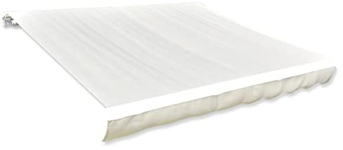 Mengtu Markisenbespannung Markisentuch Ersatz-Markisenstoff Ersatz-Bezug für Markise Markisenbespannung Sonnenschutz Ersatzstoff mit Volant ohne Rahmen Creme 500x300 cm Garten Möbel