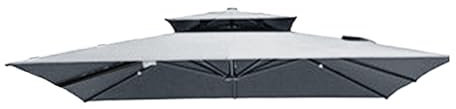 DULRLLY Auvent de rechange carré pour parasol déporté de 3 x 3 m - Tissu de rechange pour parasol extérieur, jardin, piscine… (Gris)