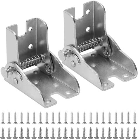CPROSP 2x Bisagras Plegables 90 Grados, Bisagras Plegables Patas Bloqueo Automático, para Bancos Trabajo, Escritorios, Plata, Izquierda y Derecha