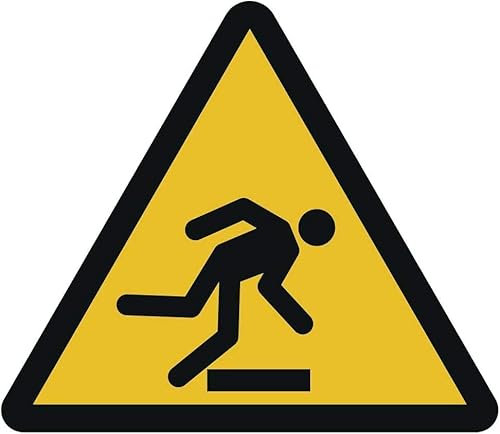 Cartel de plástico de advertencia de obstáculos en el suelo, diámetro de 20 cm según la norma ISO 7010, ASR A1.3 (resistente a la intemperie)