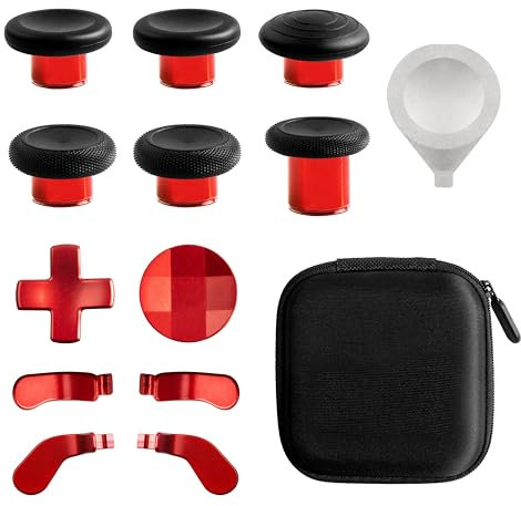 DTianSir 14 in 1 levette in metallo per controller wireless Xbox Elite serie 2, accessorio di ricambio con 6 levette Swap, 4 palette, 2 D-pad, 1 borsa, 1 strumento (rosso)