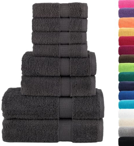 vidaXL 8 TLG. Premium-Handtuch-Set SOLUND Anthrazit 600 g/m²