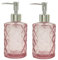 2 Pack Glass Soap Dispenser Bathroom Countertop Shampoo and Conditioner Dispenser Washing Up Liquid Hand Soap Pump Bottle Dispenser Kitchen(2, Purple)