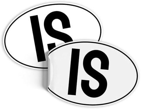 Finest Folia Länderkennzeichen Aufkleber 2er Set nach DIN Norm 17,5x11,5cm Kennzeichen Sticker für Auto LKW Wohnmobil wetterfest selbstklebend R226 (15 Island, Aufkleber)