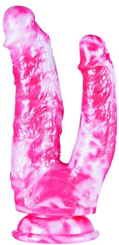 8 Inch Double Headed G-Spot Anal Dildo for Beginner, 7 Soft Silicone Realistic Shower Double Ended Sided Dildo with Suction Cup, 6 Small Fantasy Colorful Pink Dildos Adult Sex Toy for Women Lesbians