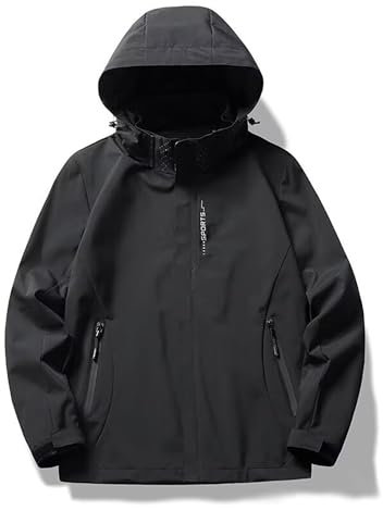 Veste de Randonnée Unisexe avec Capuche Amovible Coupe-Vent Légère à Fermeture Éclair pour l'Extérieur
