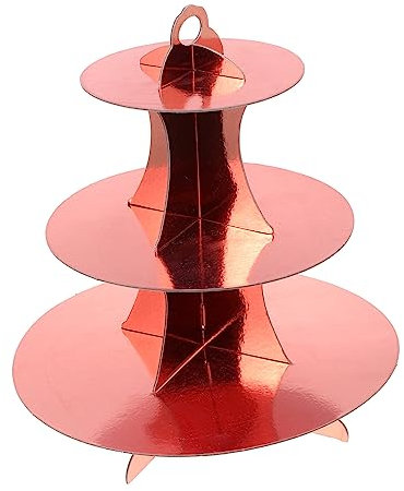 SHOWERORO présentoir à gâteaux en papier support de gâteau de mariage mini gobelets en papier wedding decorations shower decoration étagère à pâtisserie étagère à gâteau ronde Golden