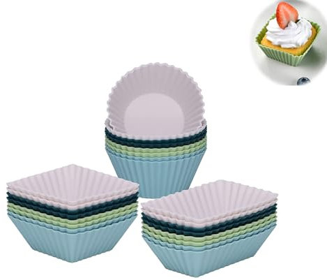 4 Couleurs Lot De 24 Moules À Muffins En Silicone, Moule Cupcake Silicone,Cupcake Tasses De Cuisson En Silicone Pour Pâtisseries,Gâteau,Puddings