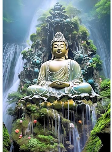 TOSTOG Diamond Painting für Erwachsene Anfänger,Buddha Statue Landschaft 5D Diamant Painting Kits Bilder DIY Full Drill Diamant Malerei Set 30x40cm für Wanddekor