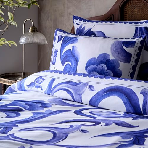 Paoletti Azzuro Printed Cotton Pillowcase Pair - Blue